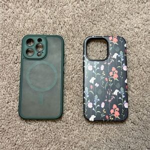 Lot of 2 iPhone 13 Pro cases floral and green